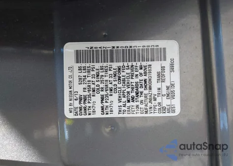 2013 Nissan Murano Sl z USA, uszkodzony, nr VIN JN8AZ1MW0DW319839